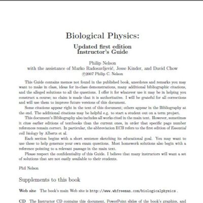 خرید و دانلود نسخه کامل کتاب Solution Manual + all instructorresources of Biological Physics: with New Art by David Goodsell
