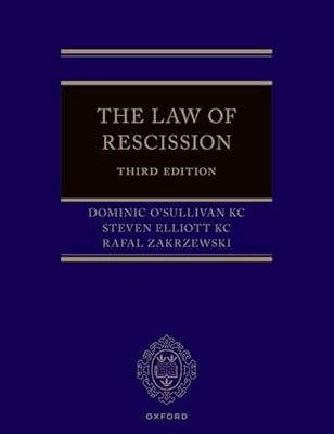 خرید و دانلود نسخه کامل کتاب The Law of Rescission (3rd Edition) BY O’Sullivan – Pdf