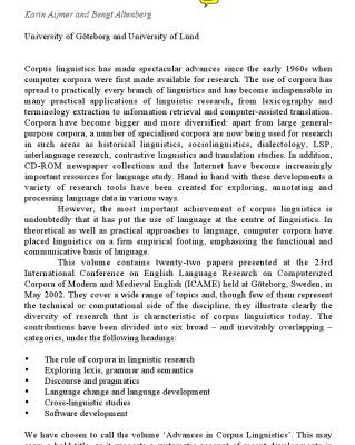 خرید و دانلود نسخه کامل کتاب Advances in Corpus Linguistics: Papers from the 23rd International Conference on English Language Research on Computerized Corpora (ICAME 23) Göteborg 22-26 May 2002 (Language and Computers 49)