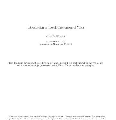 خرید و دانلود نسخه کامل کتاب Introduction to the off-line version of Yacas
