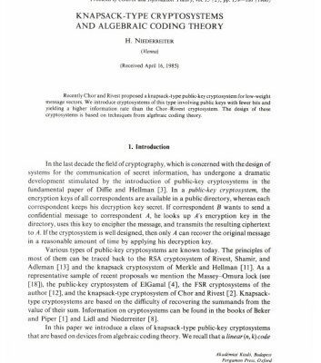 خرید و دانلود نسخه کامل کتاب Knapsack-type cryptosystems and algebraic coding theory