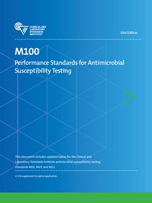 خرید و دانلود نسخه کامل کتاب M100 Performance Standards for Antimicrobial Susceptibility Testing, (33rd Edition) – Pdf