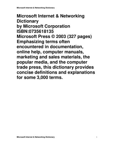 خرید و دانلود نسخه کامل کتاب Microsoft Corp. Microsoft Internet & Networking Dictionary_6851562b935bb.jpeg خرید و دانلود نسخه کامل کتاب Microsoft Corp. Microsoft Internet & Networking Dictionary