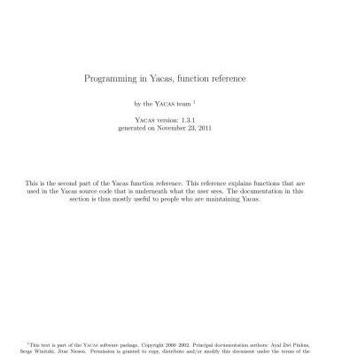 خرید و دانلود نسخه کامل کتاب Programming in Yacas, function reference. Part 2
