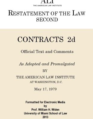 خرید و دانلود نسخه کامل کتاب Restatement (Second) of Contracts BY American Law Institute – + pdf