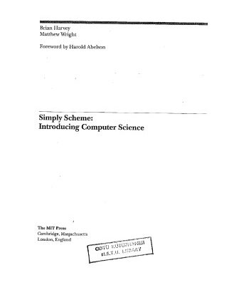 خرید و دانلود نسخه کامل کتاب Simply Scheme: Introducing Computer Science
