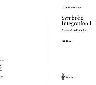 خرید و دانلود نسخه کامل کتاب Symbolic Integration I: Transcendental Functions