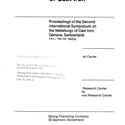خرید و دانلود نسخه کامل کتاب The metallurgy of cast iron ; proceedings of the second International Symposium on the Metallurgy of Cast Iron, Geneva, Switzerland – pdf