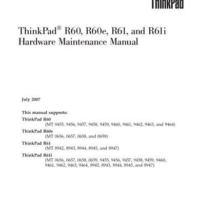 خرید و دانلود نسخه کامل کتاب ThinkPad® R60, R60e, R61, and R61i Hardware Maintenance Manual