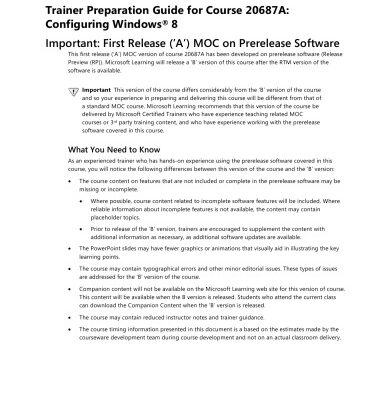 خرید و دانلود نسخه کامل کتاب 20687A Configuring Windows 8 Setup Guide, Trainer Preparation Guide