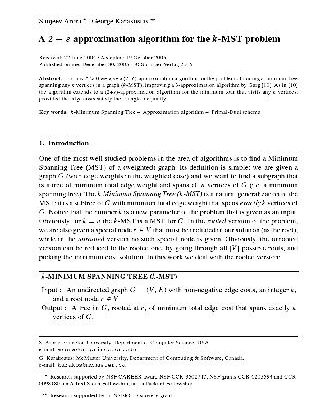 خرید و دانلود نسخه کامل کتاب A 2 + approximation algorithm for the k-MST problem