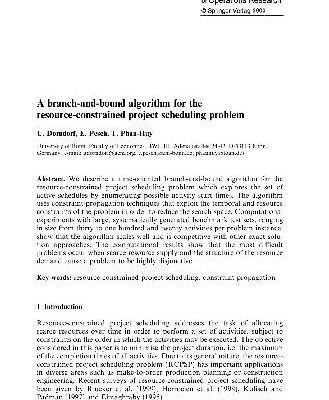 خرید و دانلود نسخه کامل کتاب A branch-and-bound algorithm for the resource-constrained project scheduling problem