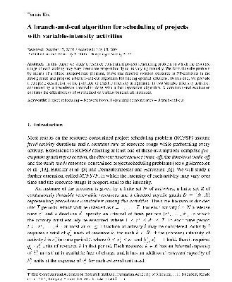 خرید و دانلود نسخه کامل کتاب A branch-and-cut algorithm for scheduling of projects with variable-intensity activities