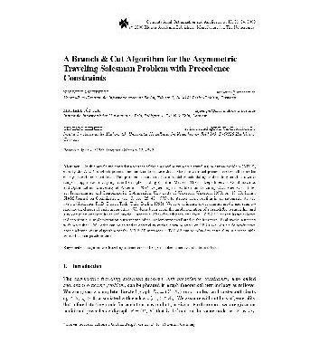 خرید و دانلود نسخه کامل کتاب A Branch & Cut Algorithm for the Asymmetric Traveling Salesman Problem with Precedence Constraints