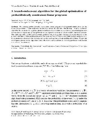 خرید و دانلود نسخه کامل کتاب A branch-reduce-cut algorithm for the global optimization of probabilistically constrained linear programs