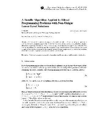 خرید و دانلود نسخه کامل کتاب A Bundle Algorithm Applied to Bilevel Programming Problems with Non-Unique Lower Level Solutions