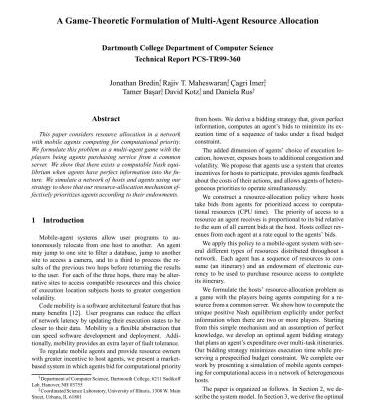 خرید و دانلود نسخه کامل کتاب A Game-Theoretic Formulation of Multi-Agent Resource Allocation