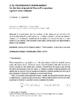 خرید و دانلود نسخه کامل کتاب A hp-discontinuous Galerkin method for the time-dependent Maxwell’s equation: a priori error estimate
