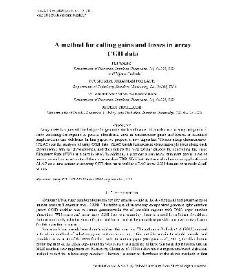 خرید و دانلود نسخه کامل کتاب A method for calling gains and losses in array CGH data (2005)(en)(14s)