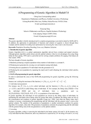 خرید و دانلود نسخه کامل کتاب A Programming of Genetic Algorithm in Matlab7.0