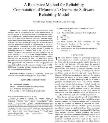 خرید و دانلود نسخه کامل کتاب A Recursive Method for Reliability Computation of Moranda’s Geometric Software Reliability Model