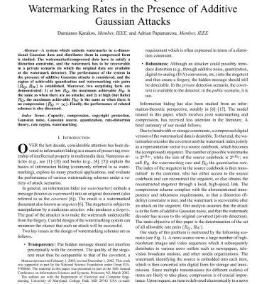خرید و دانلود نسخه کامل کتاب A Relationship Between Quantization and Watermarking Rates in the Presence of Gaussian Attacks