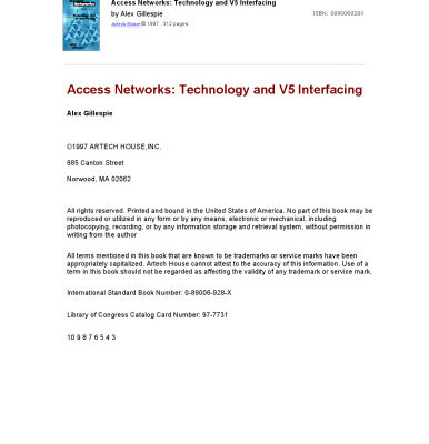 خرید و دانلود نسخه کامل کتاب Access Networks: Technology and V5 Interfacing