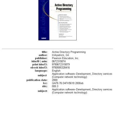 خرید و دانلود نسخه کامل کتاب Active Directory Programming