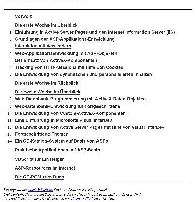 خرید و دانلود نسخه کامل کتاب Active Server Pages in 14 Tagen Inhaltsverzeichnis