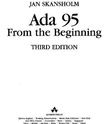 خرید و دانلود نسخه کامل کتاب Ada 95 from the Beginning (3rd Edition)