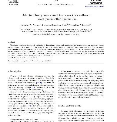 خرید و دانلود نسخه کامل کتاب Adaptive Fuzzy Logic Based Framework For Softwarevelopment Effort Prediction