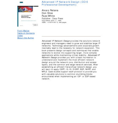 خرید و دانلود نسخه کامل کتاب Advanced IP Network Design (CCIE Professional Development)