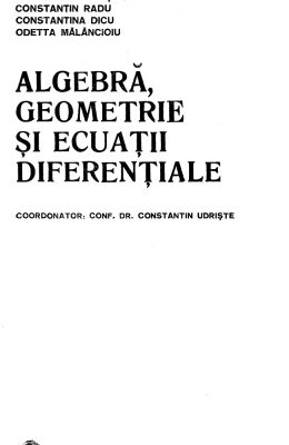 خرید و دانلود نسخه کامل کتاب Algebră, geometrie și ecuații diferențiale