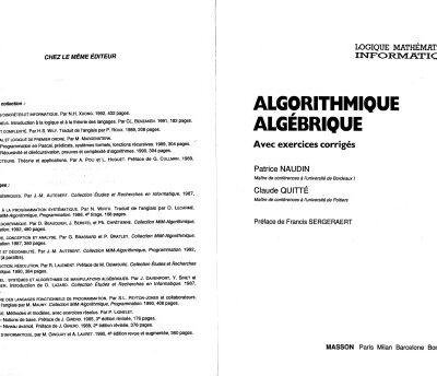 خرید و دانلود نسخه کامل کتاب Algorithmique Algébrique