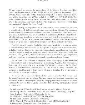 خرید و دانلود نسخه کامل کتاب Algorithms in Bioinformatics: Second International Workshop, WABI 2002 Rome, Italy, September 17–21, 2002 Proceedings