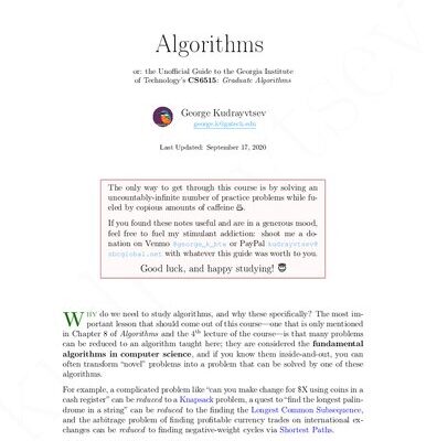 خرید و دانلود نسخه کامل کتاب Algorithms, or the Unofficial Guide to the Georgia Institute of Technology’s CS6515: Graduate Algorithms