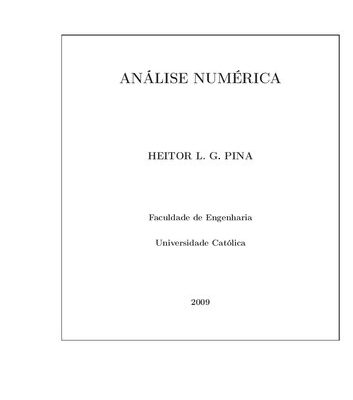 خرید و دانلود نسخه کامل کتاب Análise Numérica: Fundamentos da Aritmética Computacional e Métodos Numéricos para a Resolução de Problemas