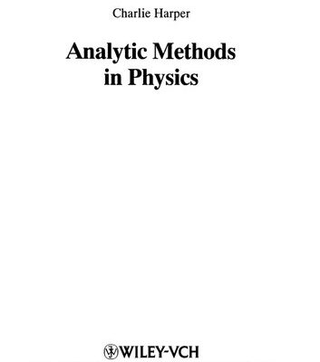 خرید و دانلود نسخه کامل کتاب Analytic Methods in Physics