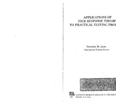 خرید و دانلود نسخه کامل کتاب Applications of IRT to Practical Testing Problems