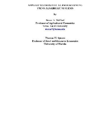 خرید و دانلود نسخه کامل کتاب Applied mathematical programming using algebraic systems