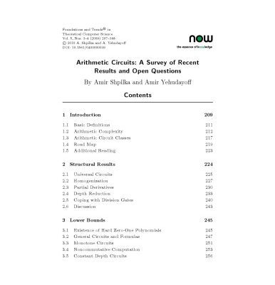 خرید و دانلود نسخه کامل کتاب Arithmetic Circuits (Foundations and Trends in Theoretical Computer Science)