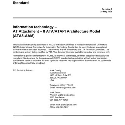 خرید و دانلود نسخه کامل کتاب AT Attachment – 8 ATA/ATAPI Architecture Model (ATA8-AAM r3)