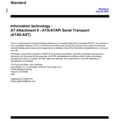 خرید و دانلود نسخه کامل کتاب AT Attachment 8 – ATA/ATAPI Serial Transport (ATA8-AST r4)