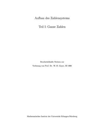 خرید و دانلود نسخه کامل کتاب Aufbau des Zahlensystems, Teil I: Ganze Zahlen
