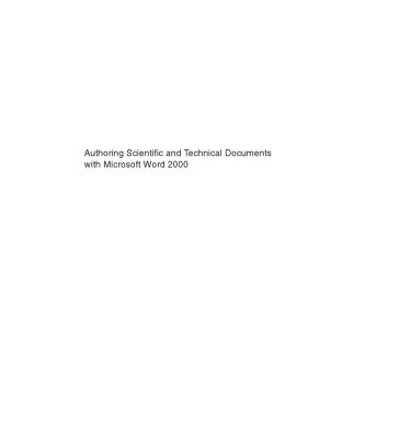 خرید و دانلود نسخه کامل کتاب Authoring Scientific and Technical Documents with Microsoft Word 2000