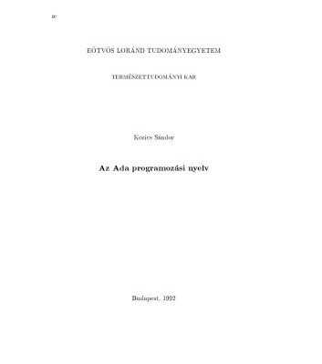 خرید و دانلود نسخه کامل کتاب Az ADA programozási nyelv