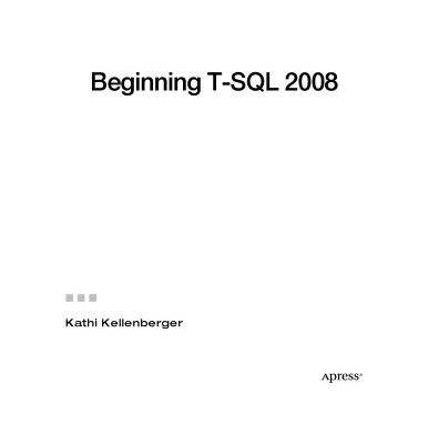 خرید و دانلود نسخه کامل کتاب Beginning T-SQL 2008