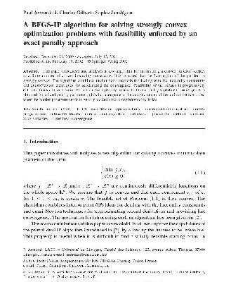 خرید و دانلود نسخه کامل کتاب BFGS-IP algorithm for solving strongly convex optimization problems with feasibility enforced by an exact penalty approach
