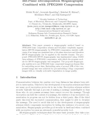 خرید و دانلود نسخه کامل کتاب Bit-Plane Decomposition Steganography Combined with JPEG2000 Compression