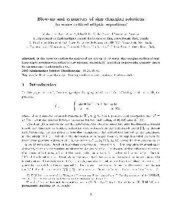 خرید و دانلود نسخه کامل کتاب Blow-up and symmetry of sign changing solutions to some critical elliptic equations